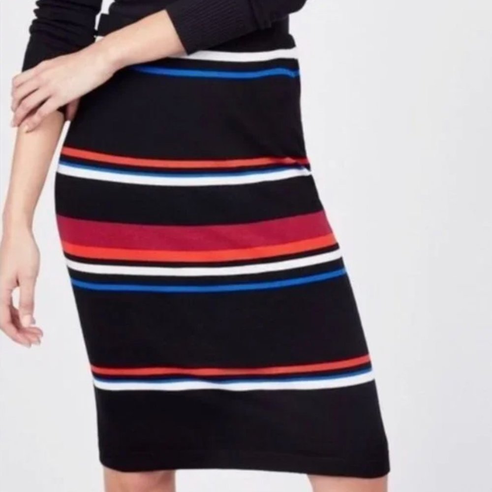 Vince Camuno Stripe Knit Pencil Skirt Fitted Size M